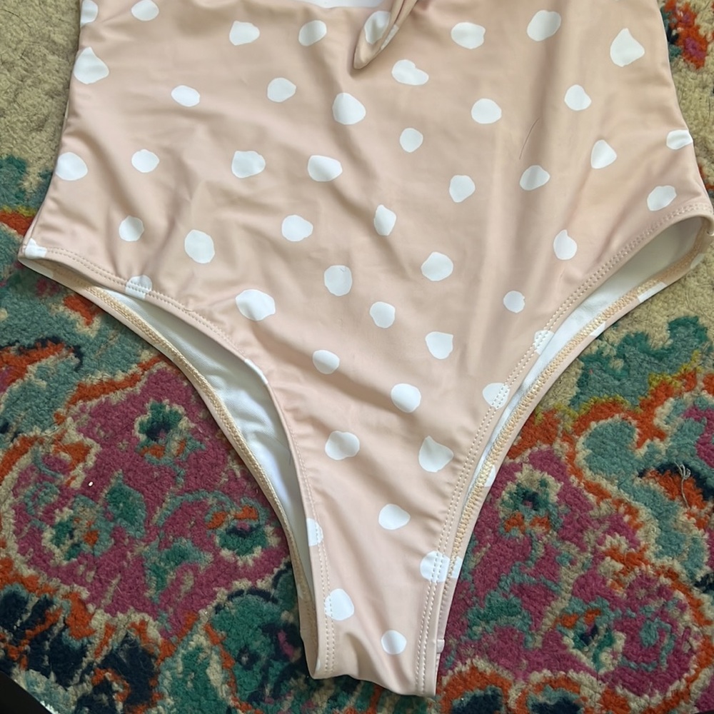 Pink Lily Cream + White Polka Dot Bikini - Picture 3 of 6
